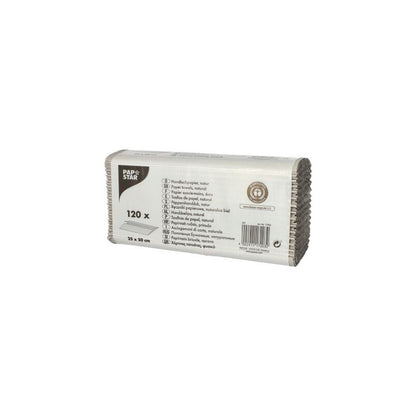 A package of PAPSTAR C-fold paper towels, natural color and single-ply, with 120 sheets, is nicely presented on a white background.