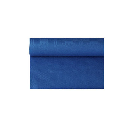 A roll of PAPSTAR paper tablecloth with damask embossing from PAPSTAR GmbH with damask pattern is partially unrolled and shows its smooth texture.