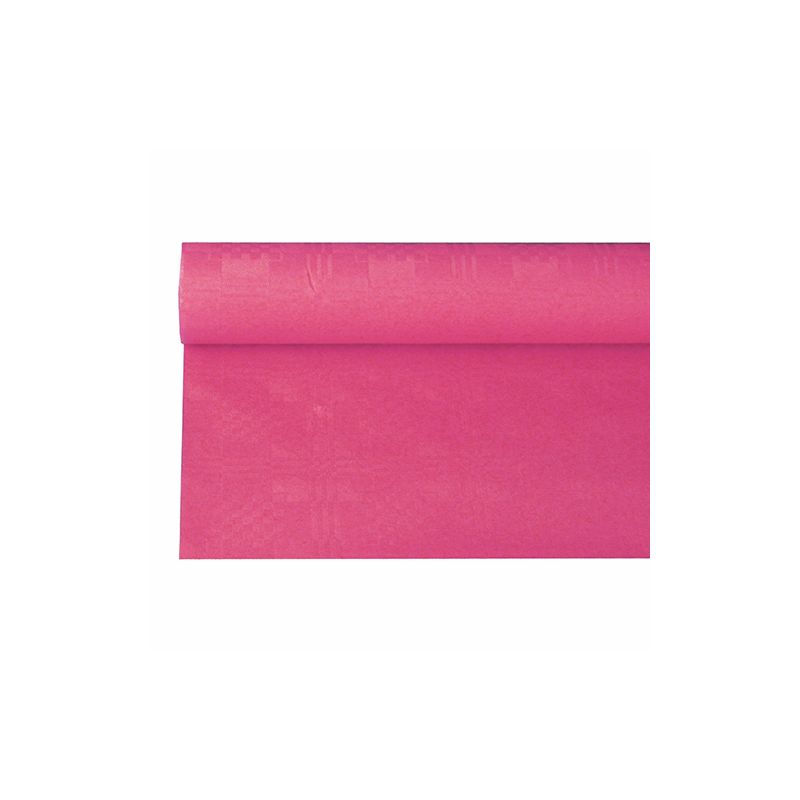 A roll of PAPSTAR paper tablecloth with damask embossing 6 m x 1.2 m from PAPSTAR GmbH, potentially ideal for festive occasions, is partially unrolled and presents its vibrant damask structure against a white background.