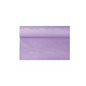 A PAPSTAR paper tablecloth with damask embossing in a light lilac tone, reminiscent of a festive occasion, unrolls elegantly on a white background, revealing its smooth surface and even color with its subtle damask pattern.