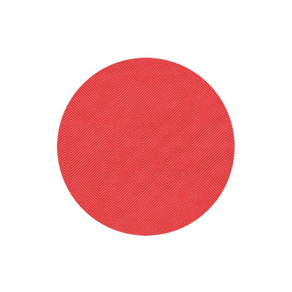 In front of a white background, the PAPSTAR paper tablecloth with damask embossing from PAPSTAR GmbH is presented with a red, round disc with a textured surface and damask embossing pattern, perfect for refining your table decoration.