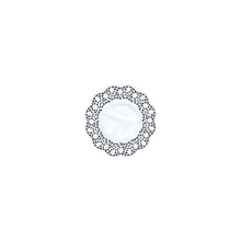 A single round white PAPSTAR plate and cup doily (15 cm) with a lace-like cutout, ideal for an elegant table decoration, is depicted centrally on a plain white background. The package contains 100 pieces. Brand: PAPSTAR GmbH.