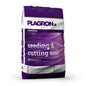 The product featured is a 25-liter bag of Plagron Seeding & Cutting Soil—the perfect growing medium from Bertels B.V., ideal for germinating seeds. The purple packaging with white text highlights the expertly blended mixture of peat and sand designed for germination.