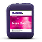 A large, dark purple bottle of Plagron Terra Bloom nutrient from Bertels B.V. stands out with its striking 'Terra Bloom' label. Ideal for the flowering phase, it is the perfect choice for flowering fertilizer.
