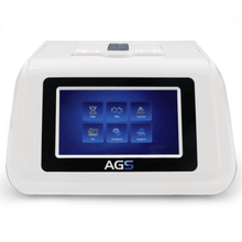 A real-time PCR device AGS8830-8 from the brand Altruan with a digital display showing options for DNA, RNA, size, configuration, and support on the screen, enclosed in a white casing.