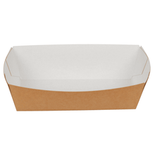 The image shows an empty, medium-sized French fry container from Abena Re-Seller GmbH, made of eco-friendly kraft paper, against a white background. The simple, rectangular container has beveled sides and comes in a pack of 90.