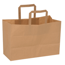 The brown "paper shopping bag with handles" from Abena Re-Seller GmbH stands upright against a white background—an eco-friendly choice for sustainable shopping.