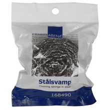 A 40g stainless steel spiral (pack of 10), product number 168490, from Abena Re-Seller GmbH. The clear blue packaging features the brand logo at the top and advertises rust-resistant material for kitchen cleaning.