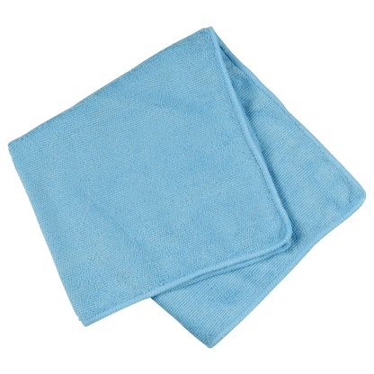 The folded light blue microfiber cloth ENA Standard (40x40 cm) by Abena Re-Seller GmbH is depicted on a white background and features a soft texture and neatly finished edges.