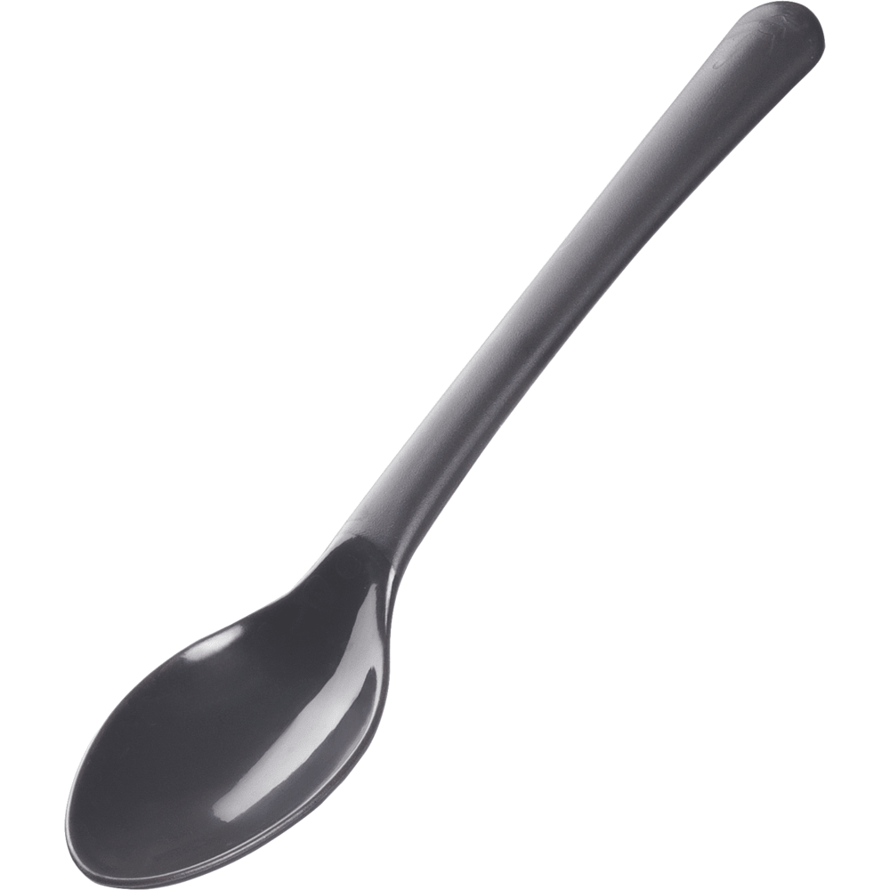 The reusable teaspoon, 14cm, black, PP from Abena Re-Seller GmbH (pack of 100 pieces) is a black, reusable teaspoon made of polypropylene with a long handle - an environmentally friendly choice for daily use.