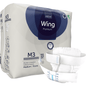 A package of ABENA Wing Premium adult diapers by Abena Re-Seller GmbH, size M3, contains 15 pieces. A diaper is depicted on the front to highlight its design and tabs for optimal protection and comfort. The packaging shows product and brand details.