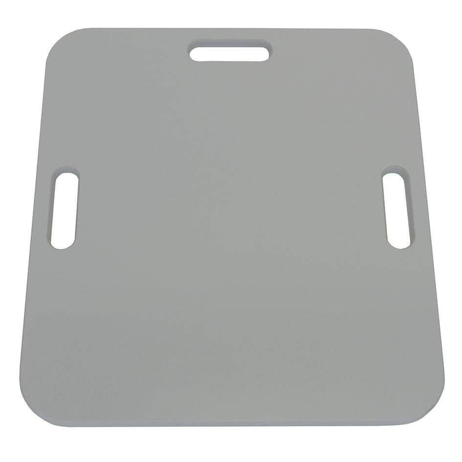 Pictured is a flat, rectangular gray Novocal resuscitation board made of plastic with a holder for the PAW 5000-9000 care cart series (1 piece) with rounded corners and three handles on a white background.