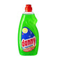 A 1.5-liter bottle of Rösch Danny Lemon Power dishwashing liquid from Rösch Germany GmbH is available in green and contains an effective lemon scent formula. With a red cap and a blue label featuring a lemon graphic, this dishwashing liquid emphasizes its grease-dissolving effect while being pH-neutral, ensuring a gentle yet efficient cleaning.