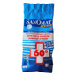 The Rösch Sanomat Disinfection Detergent from Rösch Germany GmbH is delivered in an 8 kg blue-white package. In the center is a red cross with „60°“ engraved, indicating its suitability for disinfection. The product information is printed in German and French, and the product is VAH-certified for reliable hygiene standards.
