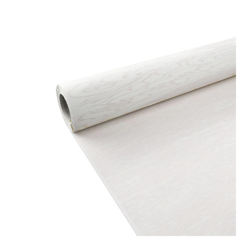A partially unrolled Duni Dunicel tablecloth roll (1.18 m x 10 m) from Duni GmbH in light wood grain lies on a white surface – ideal for stylish weddings, banquets, and corporate events.