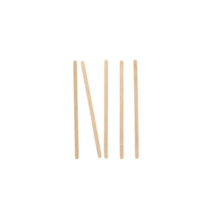 On a white background, five PAPSTAR "pure" stirring sticks from PAPSTAR GmbH are depicted, with four sticks aligned vertically and one running diagonally through the middle.