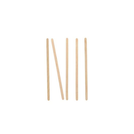 On a white background, five PAPSTAR "pure" stirring sticks from PAPSTAR GmbH are depicted, with four sticks aligned vertically and one running diagonally through the middle.