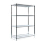 The Novocal standing shelf extension unit is a four-tiered shelf made of nickel-plated and high-gloss chrome-plated precision steel, with adjustable shelves and an open design, depicted on four legs against a simple white background.