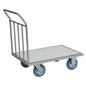 The Novocal front wall trolley features a stainless steel frame with fully welded pipe connections and is ideal for heavy-duty transport in industrial environments. Delivery is made as a single item (1 piece).