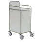 The Novocal station trolley frame made of stainless steel has welded tube connections all around and is ideal for flexible use and storage in hospitals.