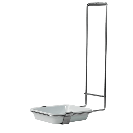 The AMPri stainless steel bowl holder is a suitable accessory for all 500 ml disinfectant and soap dispensers with a removable plastic bowl, ideal as wall dispenser accessories. 1 piece.