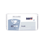 A pack of 30 Seni Classic incontinence briefs, size S-L from TZMO Deutschland GmbH. White/light blue packaging with product information and images; ideal for bladder weakness thanks to reliable superabsorbent technology.
