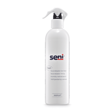 The Seni Care odor neutralizer from TZMO Deutschland GmbH is a 500 ml bottle with a spray head that ensures a pleasant odor environment. It is equipped with multilingual text and the DEOPEX+ logo, and effectively neutralizes odors in your rooms.