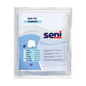 The Seni Fix Comfort packaging by TZMO Deutschland GmbH presents comfort-oriented elastic fixing pants, available in sizes Small to XXX-Large. With a graphic and multilingual descriptions of size and product details, this 5-pack is ideal for anyone seeking reliable incontinence products.