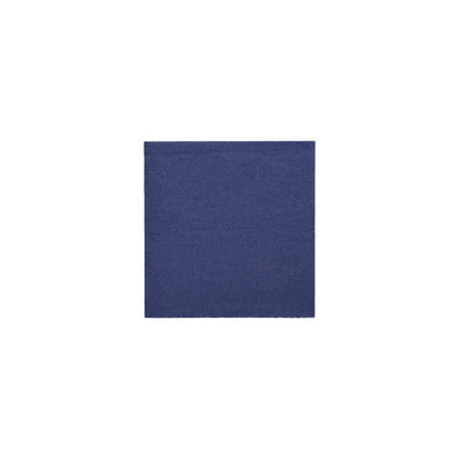 A square piece of dark blue fabric reminiscent of the fabric of PAPSTAR "DAILY Collection" napkins 1/4-fold, in the dimensions 24 cm x 24 cm by PAPSTAR GmbH, is centered against a white background.