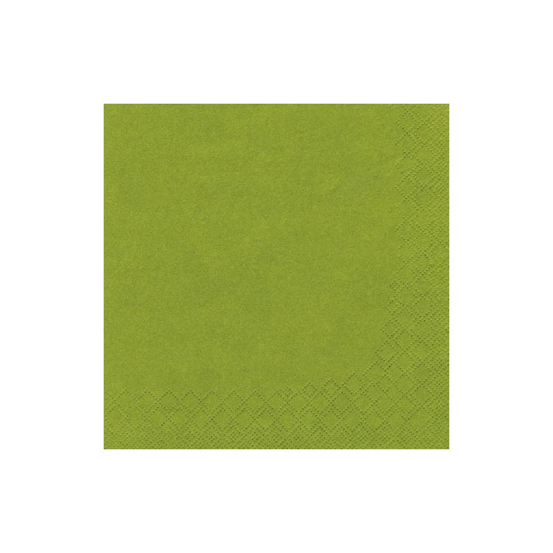 A green, square PAPSTAR GmbH 3-ply 1/4-fold napkin with a subtle structured edge stands centrally on a white background.