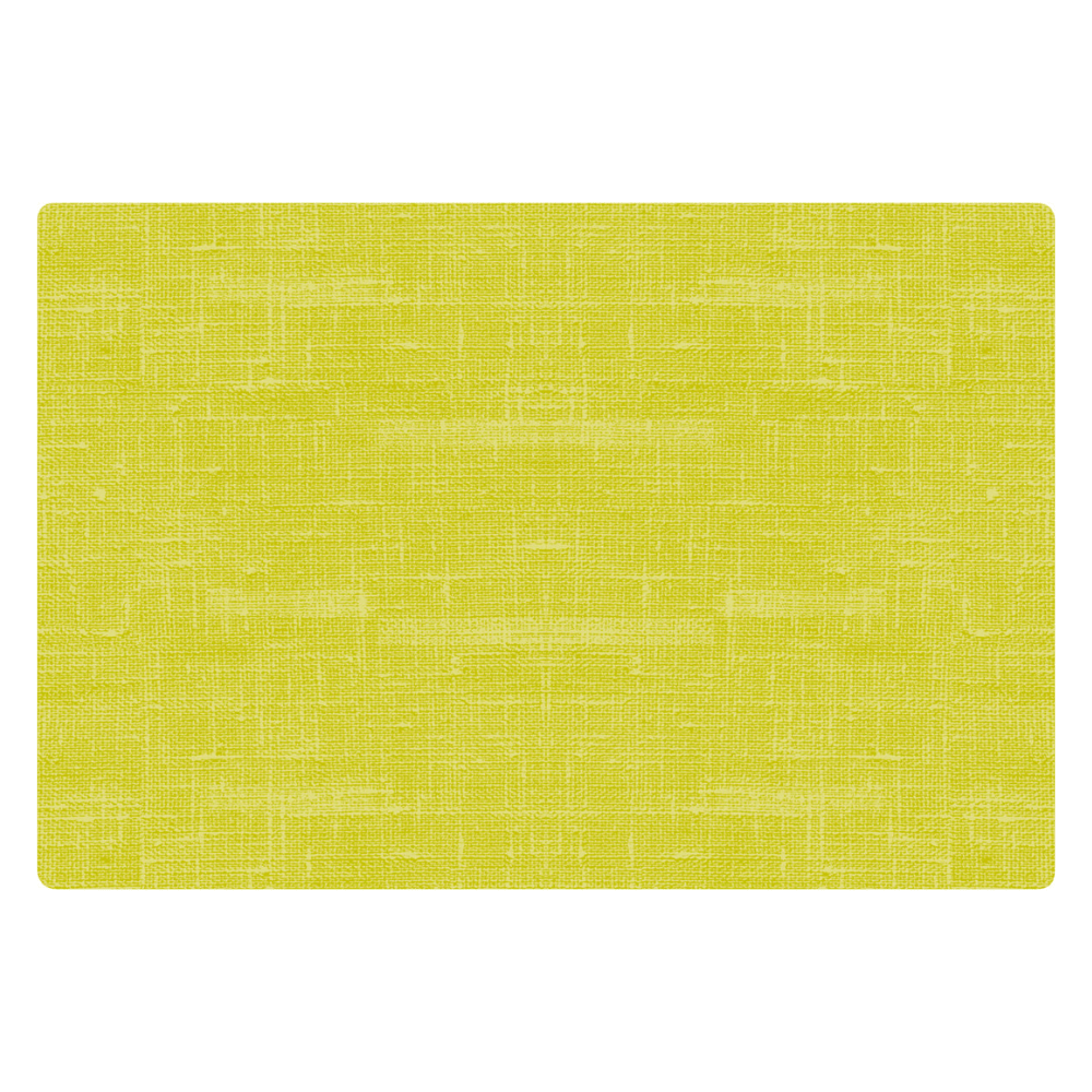 The Duni silicone placemat from Duni GmbH is a rectangular placemat in bright yellow, featuring a textured, woven design with subtle intersecting lines. This non-slip placemat has rounded edges and is crafted to be both stylish and easy to care for, making it perfect for any dining setting. Available in a pack of six, each set measures 30 x 45 cm.