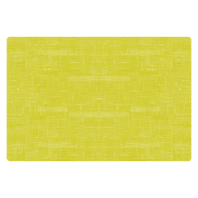 The Duni silicone placemat from Duni GmbH is a rectangular placemat in bright yellow, featuring a textured, woven design with subtle intersecting lines. This non-slip placemat has rounded edges and is crafted to be both stylish and easy to care for, making it perfect for any dining setting. Available in a pack of six, each set measures 30 x 45 cm.