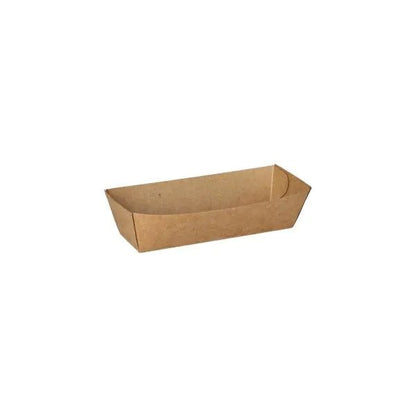 The PAPSTAR GmbH 50 snack trays, cardboard "pure" in brown are eco-friendly rectangular paper trays, perfect as sustainable disposable tableware for various occasions.