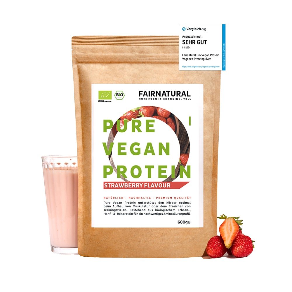 Organic vegan protein powder strawberry without soy