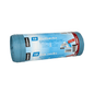 A roll of Starpak garbage bags 240 l H 125 x W 100 cm blue, equipped with a multilingual band with "Garbage bags 240 liters", "15 pieces" and "100% recycled plastic", is perfect for bulky waste disposal. Made from durable LDPE film, the brand name "Starpak" stands out.