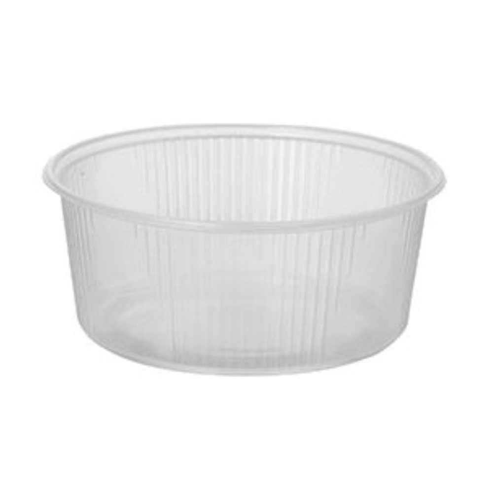 The Starpak packaging cup is a round, transparent plastic container with a capacity of 200 ml and vertical grooves, ideal for storing or transporting food. Available in packs of 100 pieces.