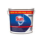 A 10 kg white plastic bucket with clearance item: Sun Pro Formula Powder Classic dishwashing powder from Diversey Deutschland GmbH & Co. OHG, with the inscription "NEW XXL PRO PACK 10 KG" and a multilingual blue, red, and white label.