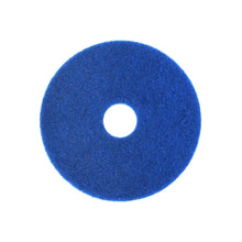 The Arcora International GmbH Superpad Blue is a blue cleaning pad for basic cleaning or interval cleaning on sensitive surfaces with scrubber-driers, with a rough texture and center hole, depicted on a white background.