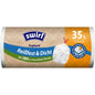 A roll of Swirl drawstring garbage bags 35L (11 bags) from Melitta Europa GmbH & Co. KG, made from 100% recycled plastic with multi-layer film for tear resistance and tight closure.