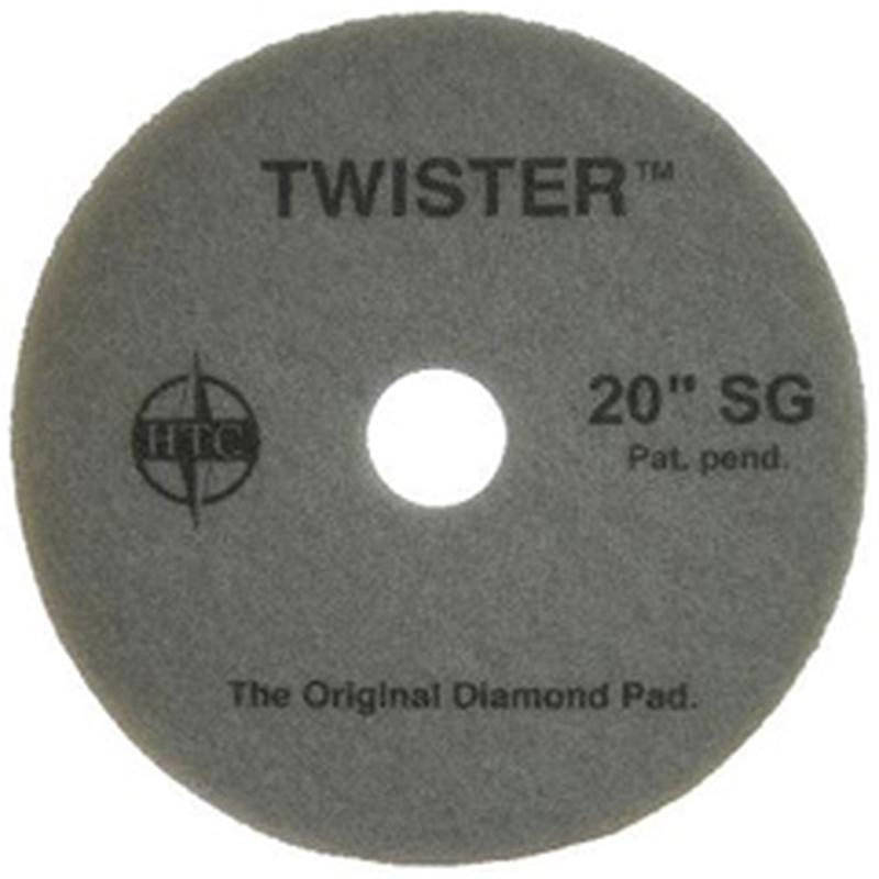 The Twister Pad 10000 from Diversey Deutschland GmbH & Co. OHG is a round, gray floor pad with a central hole and the imprint "TWISTER 20'' SG - The Original Diamond Pad". Ideal for cleaning and polishing hard floors.