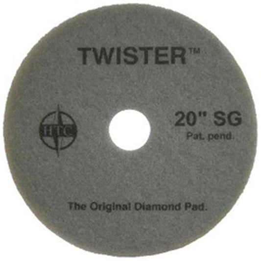 The Twister Pad 10000 from Diversey Deutschland GmbH & Co. OHG is a round, gray floor pad with a central hole and the imprint "TWISTER 20'' SG - The Original Diamond Pad". Ideal for cleaning and polishing hard floors.
