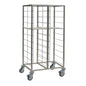 The Novocal tablet trolley, 2-row made of stainless steel with an open frame and multiple shelves for tablets as well as four swivel casters, is ideal for use in hospitals or the catering industry.
