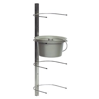 The Novocal toilet bucket wall mount made of stainless steel provides space for 4 toilet buckets and 4 bedpans. The practical wall mount from Novocal is ideal for safe, space-saving storage in the care sector. Package: 1 piece.