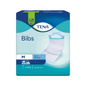 The TENA Bibs disposable protective napkins, clothing protection, manufactured by Essity Germany GmbH, are delivered in a blue-green package featuring the image of a single bib. This size M package contains 150 disposable protective napkins with a pocket, each measuring 37x46 cm.