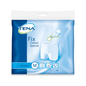 Photo of packaging for TENA Fix Cotton Special Fixation Pants in medium size. The white and blue packaging shows an image of elastic mesh underwear and contains the words "fixation pants" or "incontinence pads." The image also highlights a wide waistband with an arrow, while the TENA - Essity Germany GmbH logo is placed at the top left.