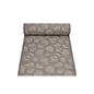 The table runner of PAPSTAR GmbH from the ROYAL Collection is a 24m x 40cm fabric-like roll made of pulp-viscose-tissue mix, featuring a circular geometric pattern in gray and beige tones. The partially unrolled material elegantly showcases its seamless design.