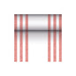 The fabric-like table runner PV-tissue mix "ROYAL Collection" of PAPSTAR GmbH in the dimensions 24 m x 40 cm impresses with a striking design of six vertical red lines, complemented by a central horizontal gradient from black to white on a flawlessly white background.