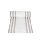 A roll from the PAPSTAR fabric-like table runner PV-tissue mix "ROYAL Collection" of PAPSTAR GmbH impresses with a straightforward design that, when partially unrolled, reveals vertical beige stripes on a white background, thus unveiling its elegant pattern.