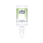 A bottle of Tork 520201 Pure Hand Foam Soap Premium S4 (1000 ml) from TORK – Essity is pictured upside down, with a green-white label displaying the product information "Gentle on Skin", "Hand Hygiene", and "Biodegradable".