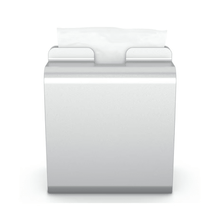 The aluminum Tork Xpressnap® 274002 napkin dispenser from Essity Professional Hygiene Germany GmbH shows a single elegantly pulled-out white cloth against a plain white background - ideal for self-service restaurants.